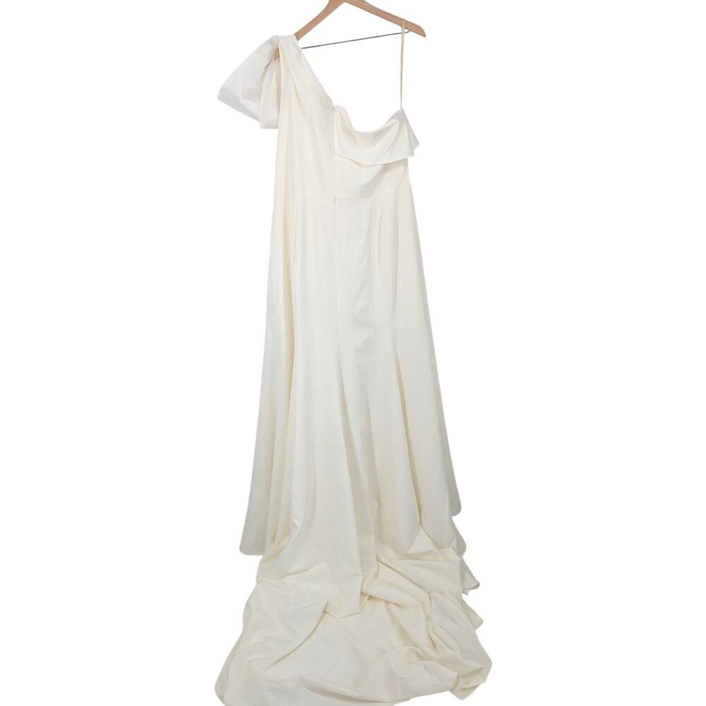 Jenny Yoo Tabitha Wedding Dress Ivory One Shoulder Bow Bridal Gown Size 24 NWT - Picture 4 of 6